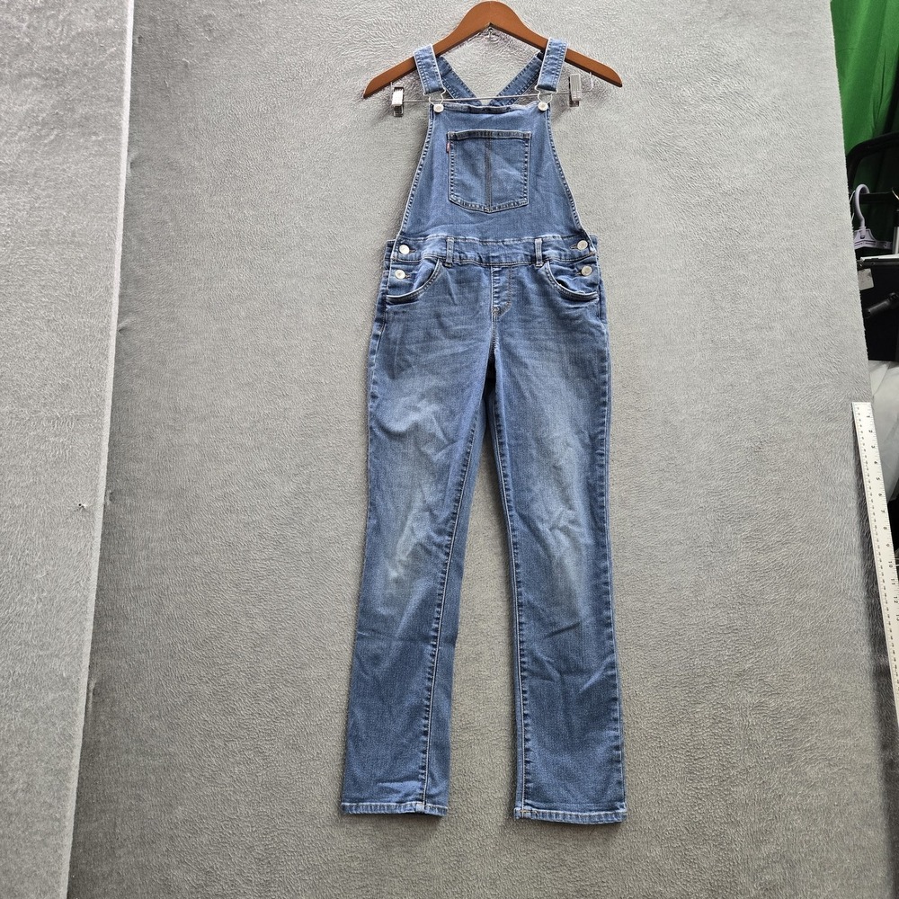 Levi's Girl Jeans 14 REG Blue Denim Overalls Overall 27" Inseam‎